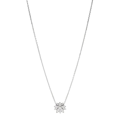 Van Cleef & Arpels 18K White Gold Diamond Small Lotus Pendant Necklace 1 of 8