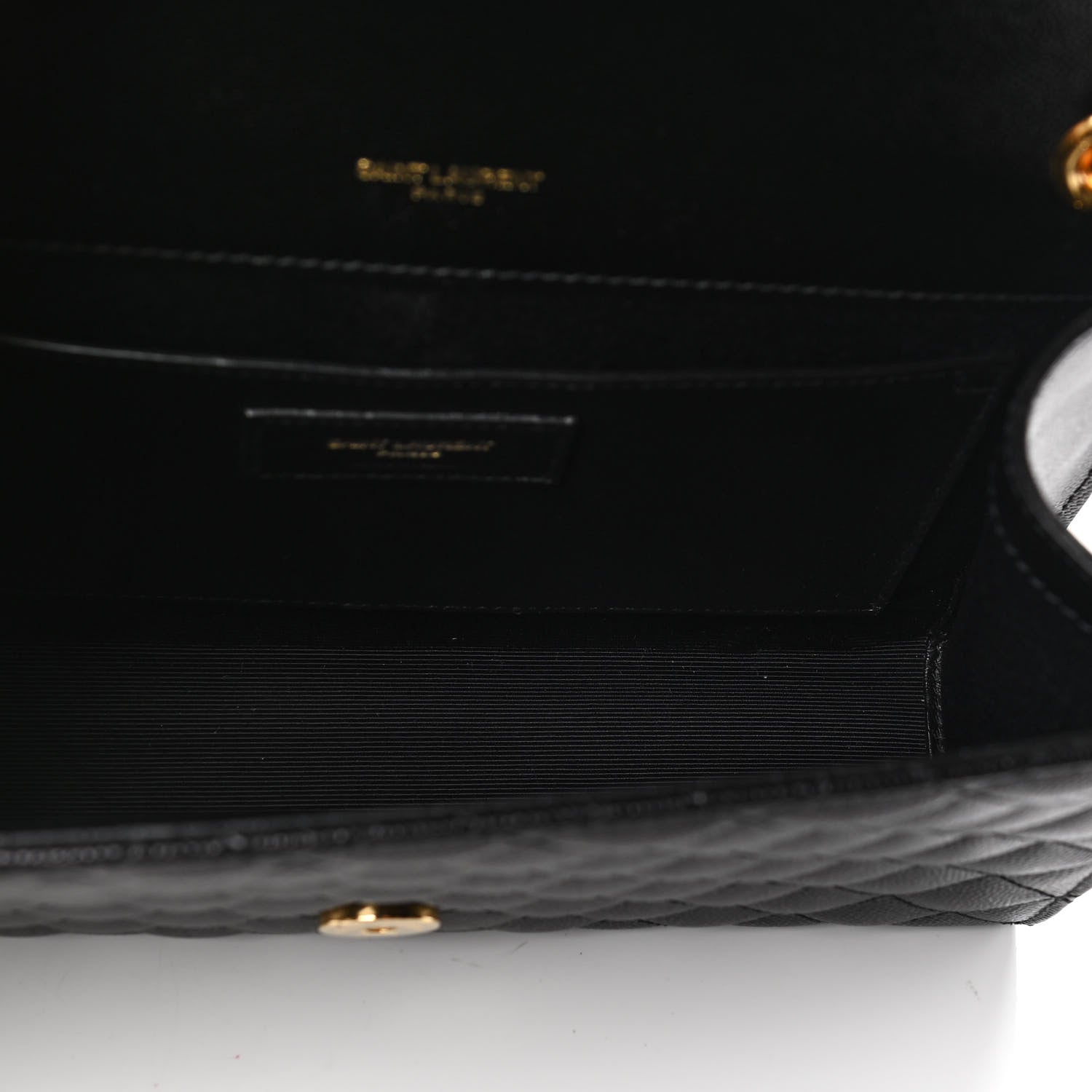 Saint Laurent Grain De Poudre Textured Mixed Matelasse Triquilt Small Monogram Satchel Black 4 of 4