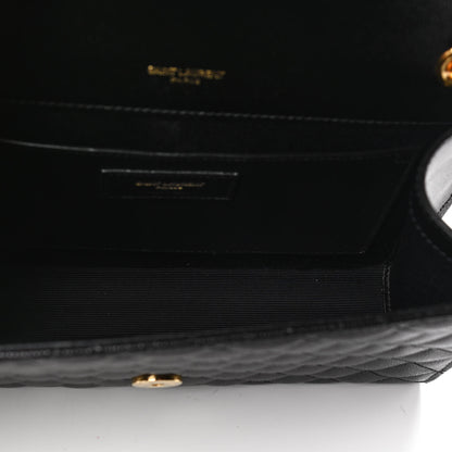 Saint Laurent Grain De Poudre Textured Mixed Matelasse Triquilt Small Monogram Satchel Black 4 of 4