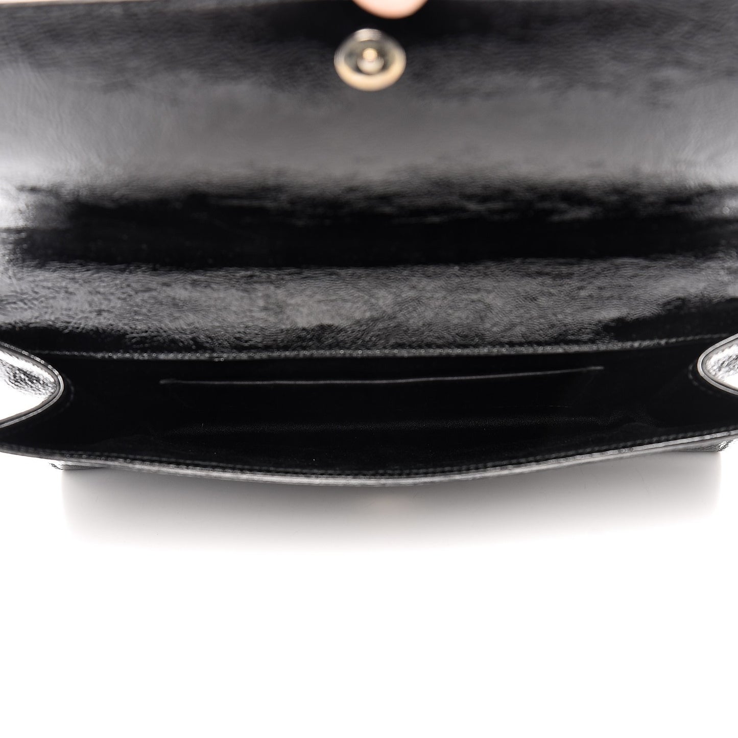 Textured Patent Monogram Large Belle De Jour Clutch Black