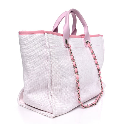 Chanel Woven Straw Raffia Medium Deauville Tote Pink 3 of 11