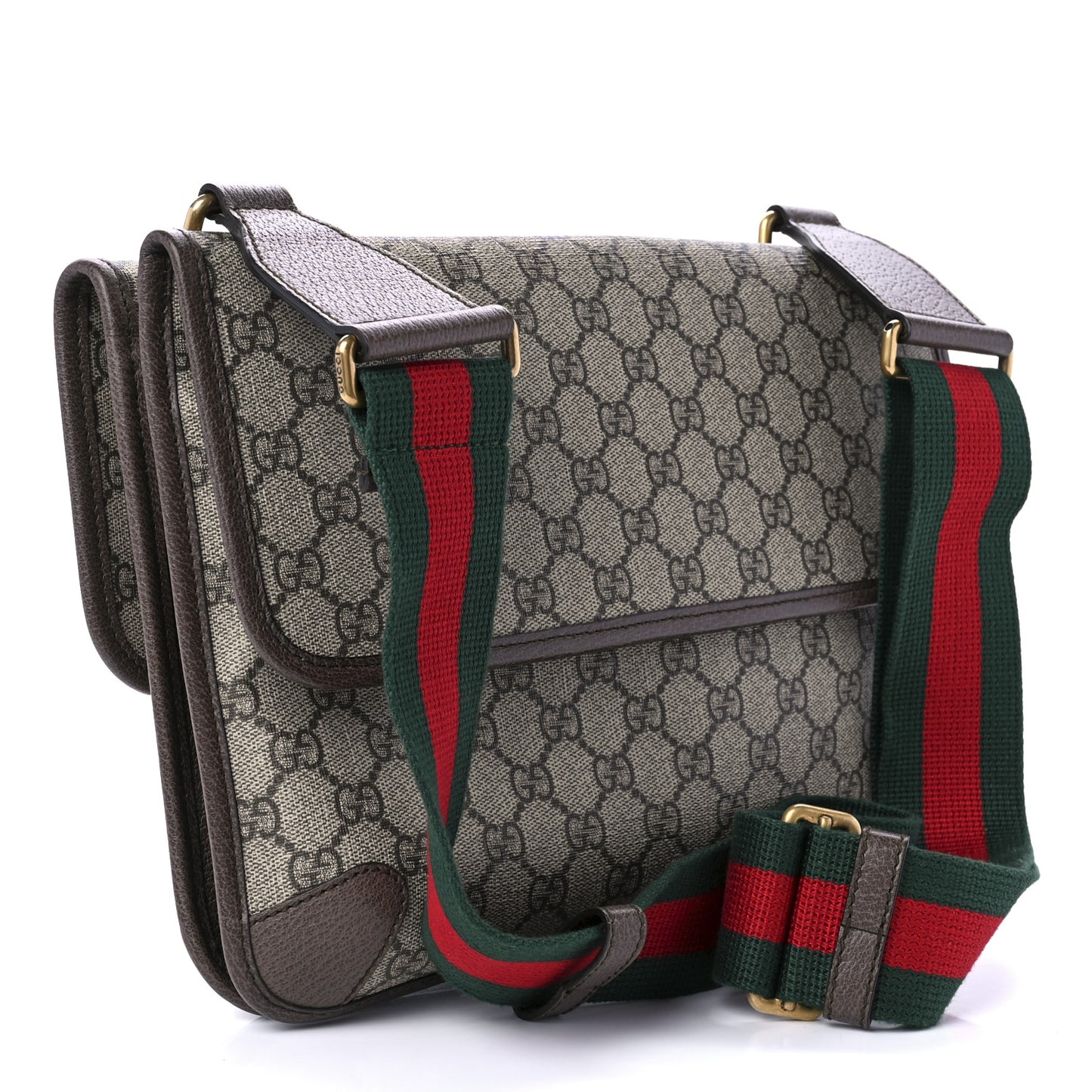 GG Supreme Monogram Web Neo Vintage Double Flap Messenger Bag Beige New Acero