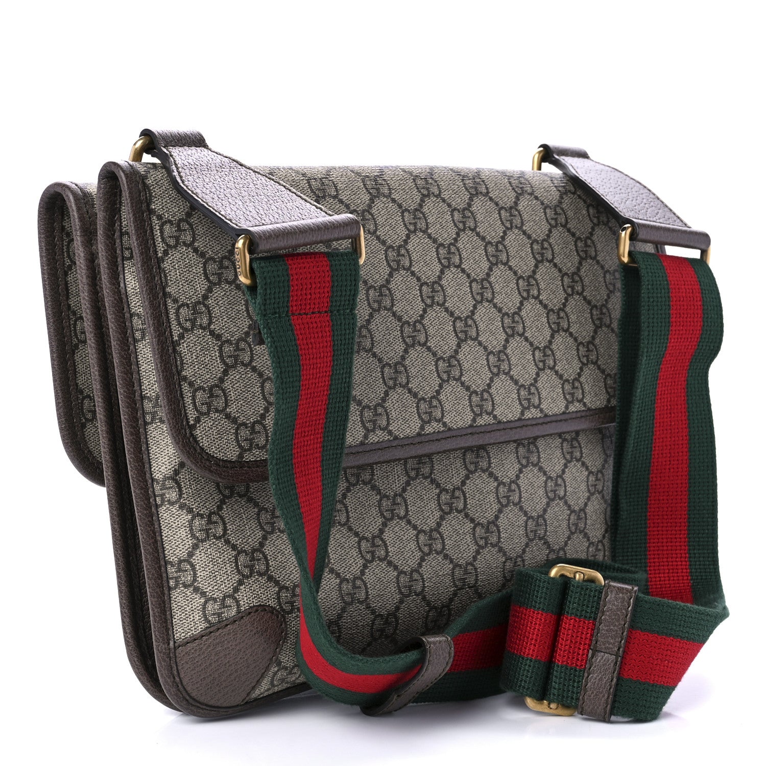 Gucci GG Supreme Monogram Web Neo Vintage Double Flap Messenger Bag Beige New Acero 3 of 11