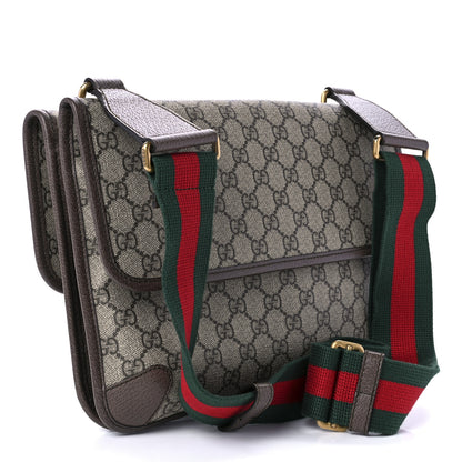 Gucci GG Supreme Monogram Web Neo Vintage Double Flap Messenger Bag Beige New Acero 3 of 11