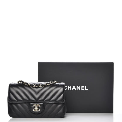 Chanel Lambskin Chevron Quilted Mini Rectangular Flap Black 8 of 8