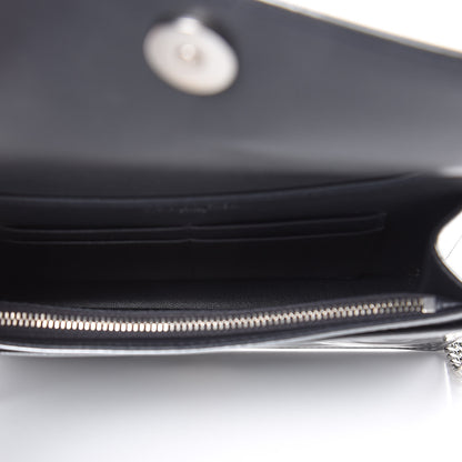 Christian Dior Metallic Patent Micro-Cannage Diorama Wallet on Chain Pouch Silver 5 of 11
