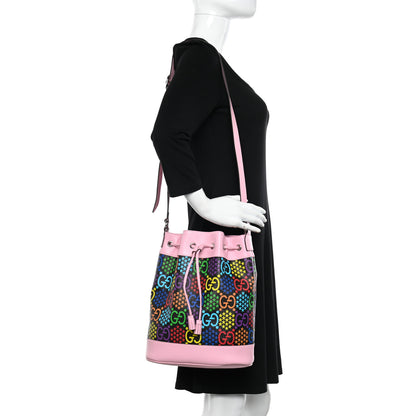 Gucci GG Supreme Monogram Psychedelic Bucket Bag Black Multicolor Sugar Pink 2 of 10