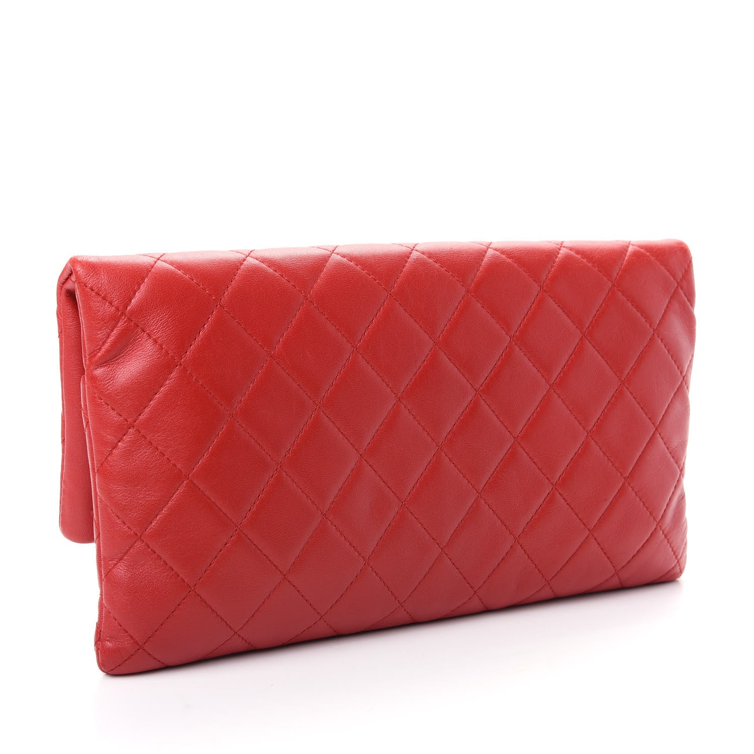 Chanel Lambskin Quilted CC Beauty Clutch Red 3 of 8