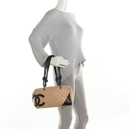 Chanel Calfskin Quilted Large Cambon Bowler Beige Black 2 of 12