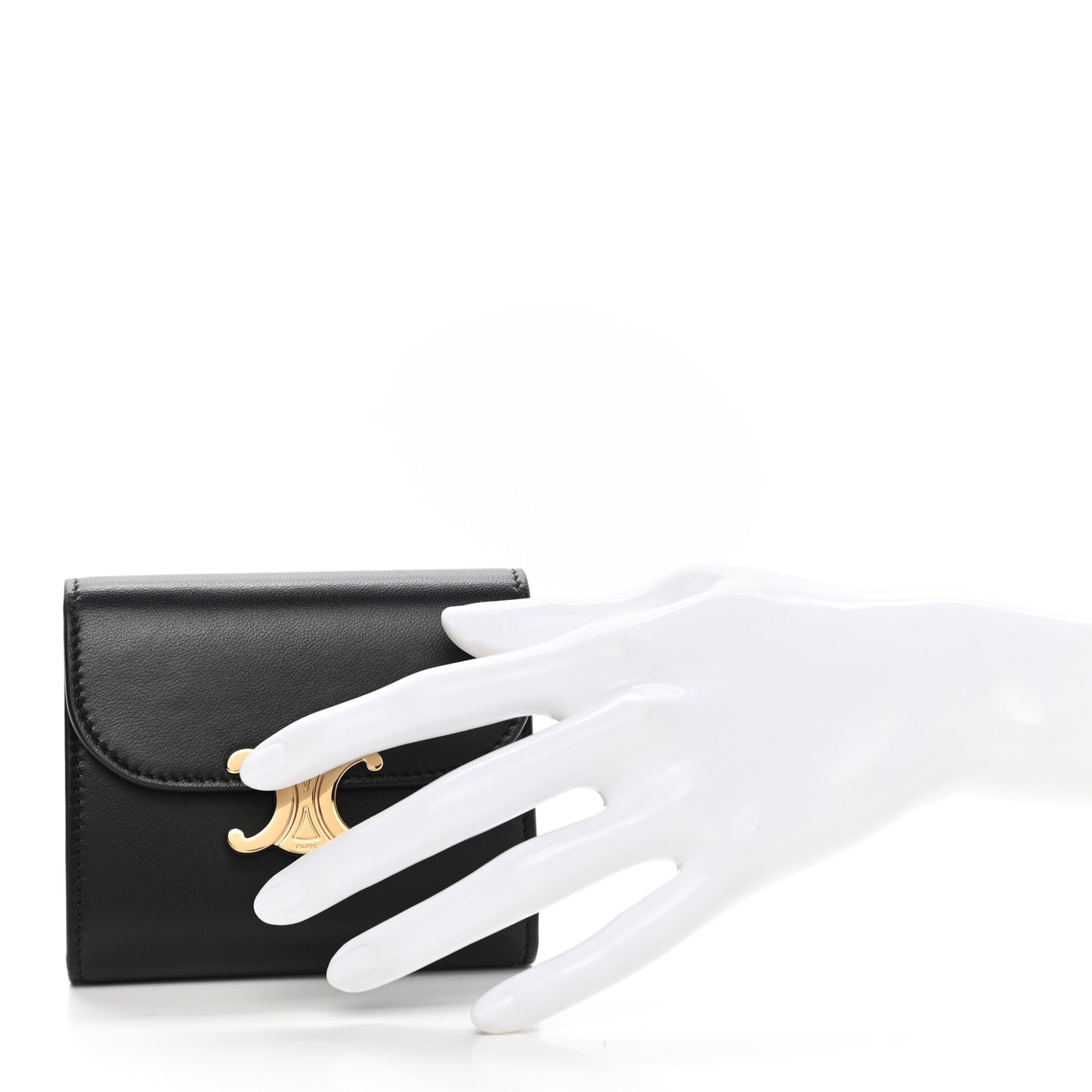 Shiny Smooth Lambskin Small Triomphe Wallet Black