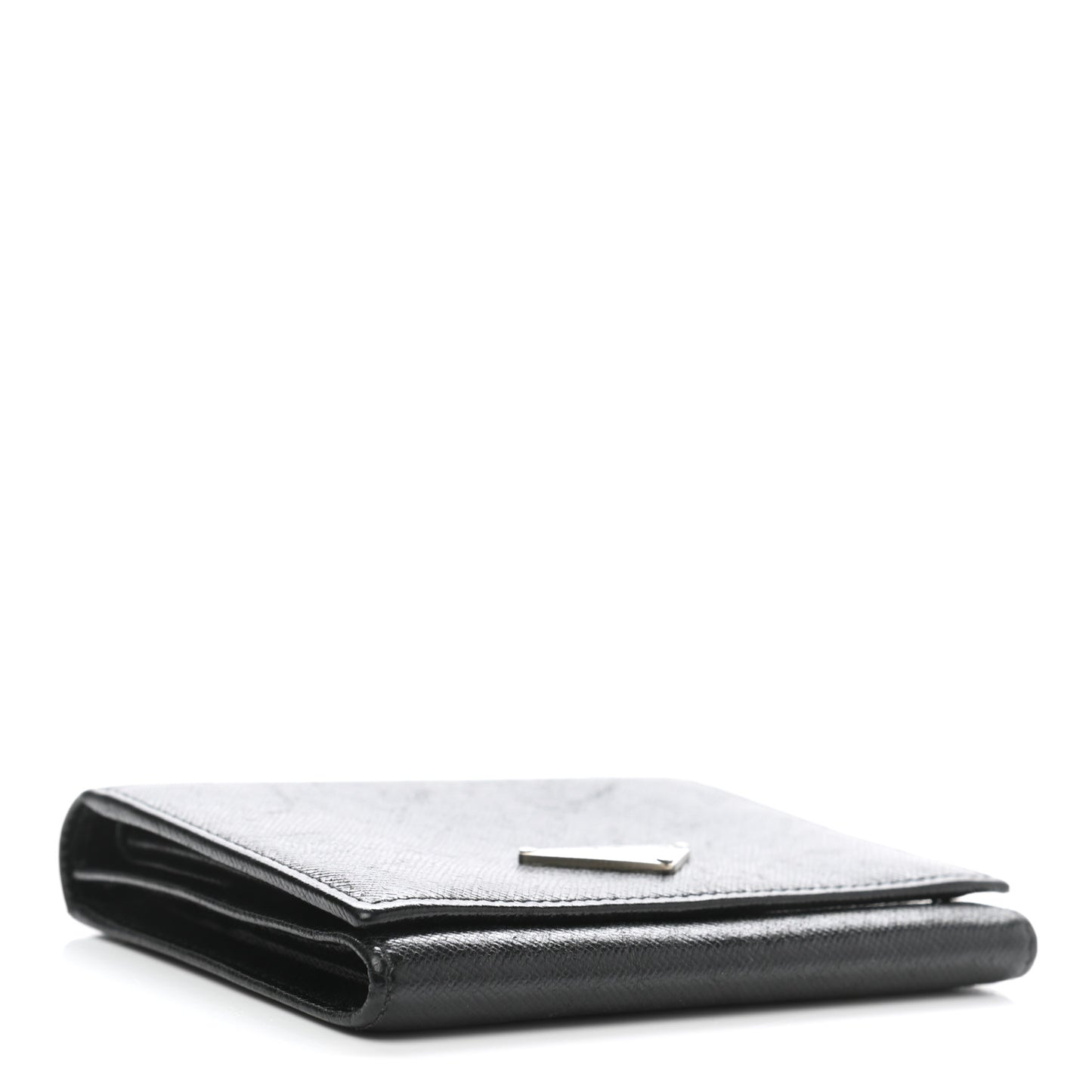 Saffiano Metal Tri-Fold Wallet Black