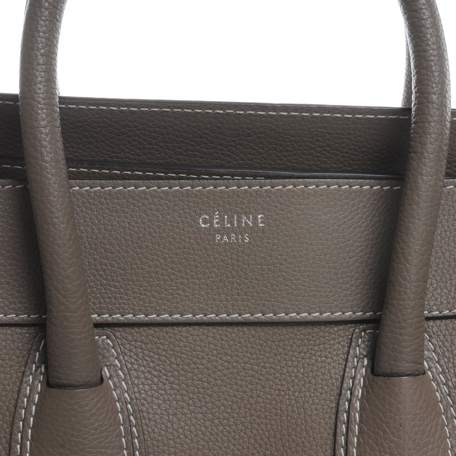 Celine Drummed Calfskin Mini Luggage Bag Souris 5 of 9