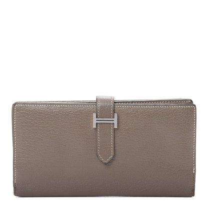 Hermes Chevre Mysore Bearn Gusset Wallet Etoupe 1 of 15
