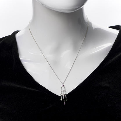 Tiffany 18K White Gold Green Pink Tourmaline Jazz Pendant Necklace 2 of 6