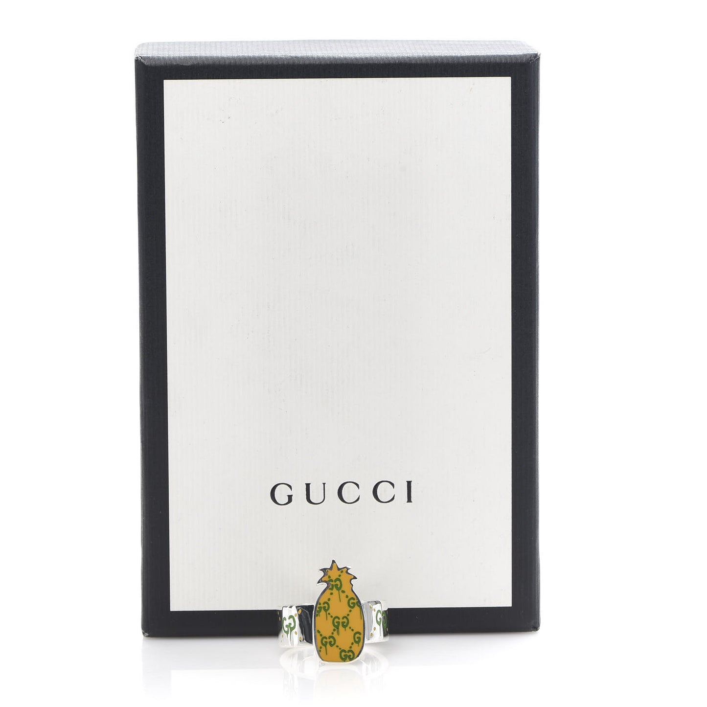 Sterling Silver Enamel GucciGhost Pineapple Ring 61 9.5