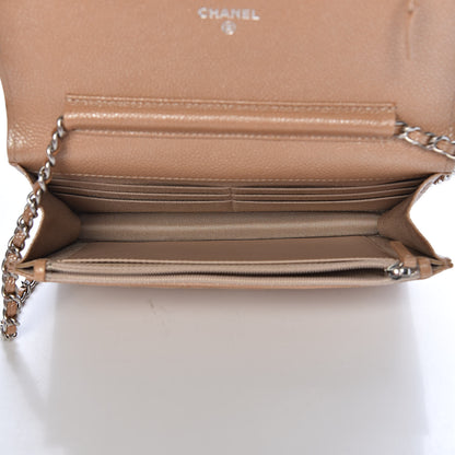 Chanel Pearly Caviar Quilted Wallet On Chain WOC Dark Beige 5 of 13