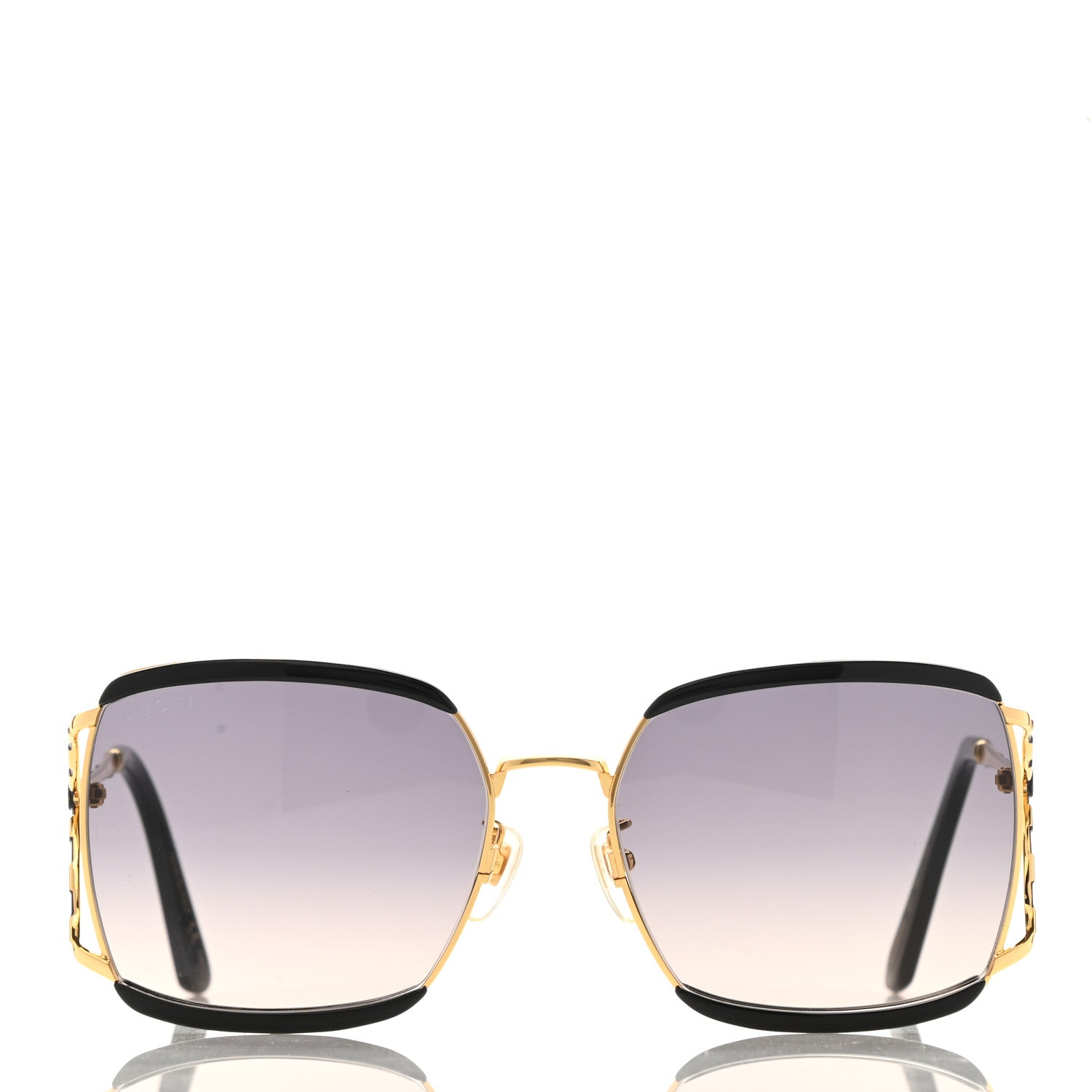 Gucci Metal Square Frame GG0593SK Sunglasses Gold Black 2 of 8