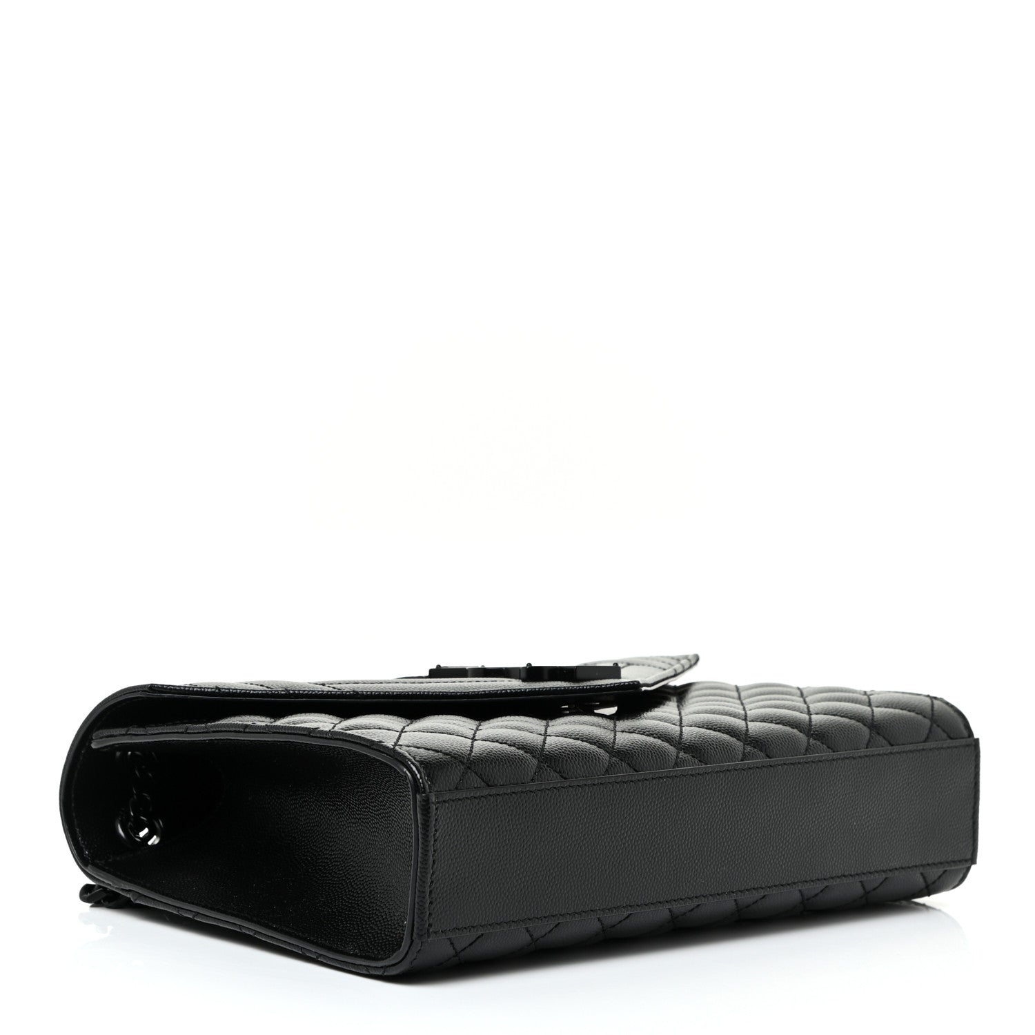 Saint Laurent Grain De Poudre Textured Mixed Matelasse Triquilt Medium Monogram Satchel Black 4 of 13