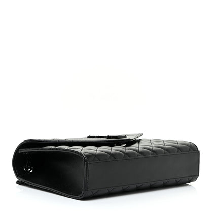 Saint Laurent Grain De Poudre Textured Mixed Matelasse Triquilt Medium Monogram Satchel Black 4 of 13