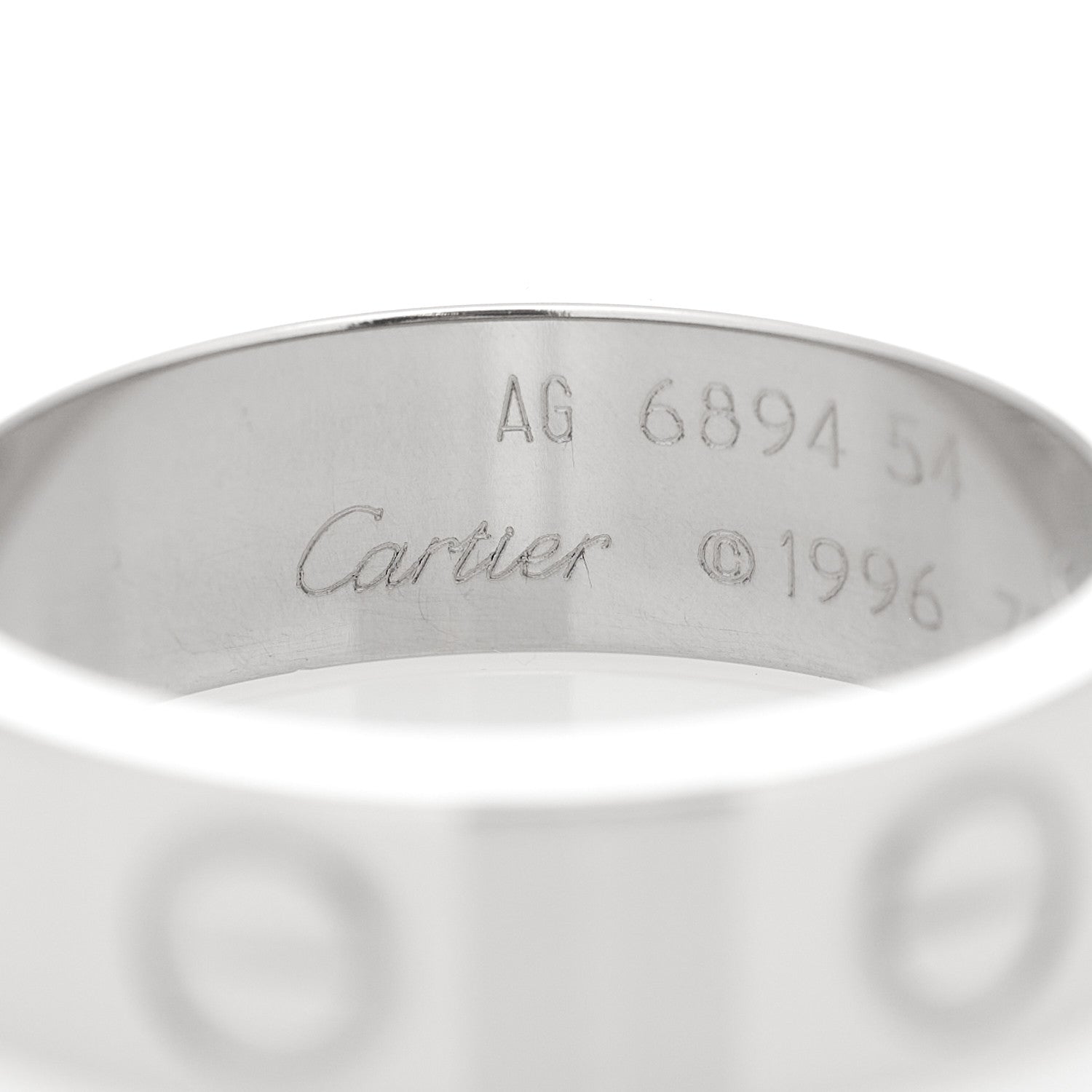 Cartier 18K White Gold 5.5mm LOVE Ring 54 6.75 4 of 5