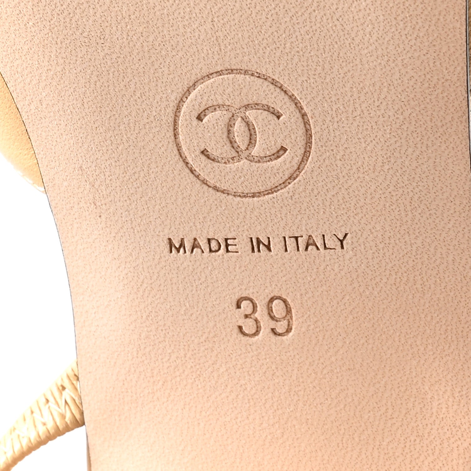 Chanel Goatskin Grosgrain Cap Toe CC Slingback Pumps 39 Beige Black 7 of 9