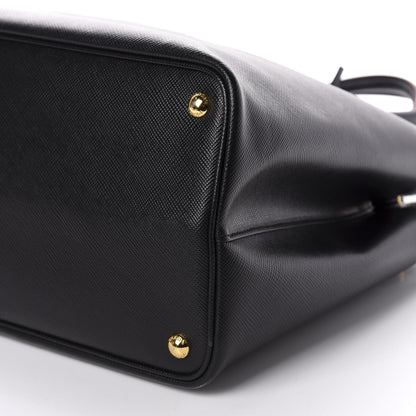 Prada Saffiano Cuir Medium Double Bag Black Fuoco 7 of 10
