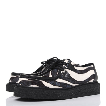 Louis Vuitton Calf Hair Zebra Print Mens Creeper 9 Black Multicolor 3 of 8