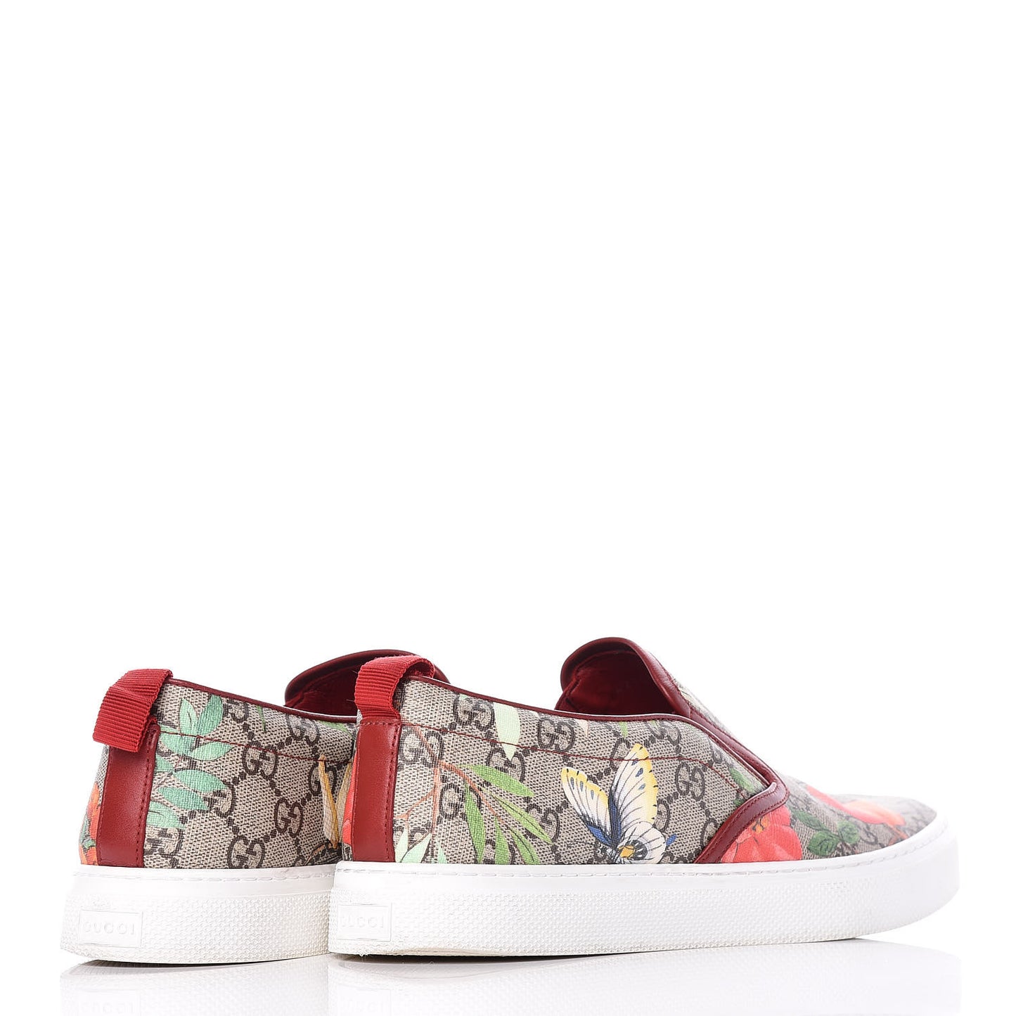 GG Supreme Monogram Tian Mens Dublin Slip On Sneakers 10 Beige Multicolor Red