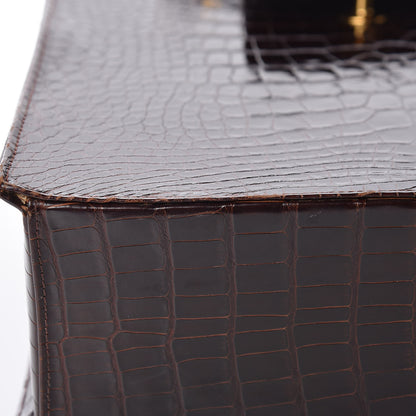 Chanel Shiny Crocodile Top Handle Tote Chocolate 18 of 19