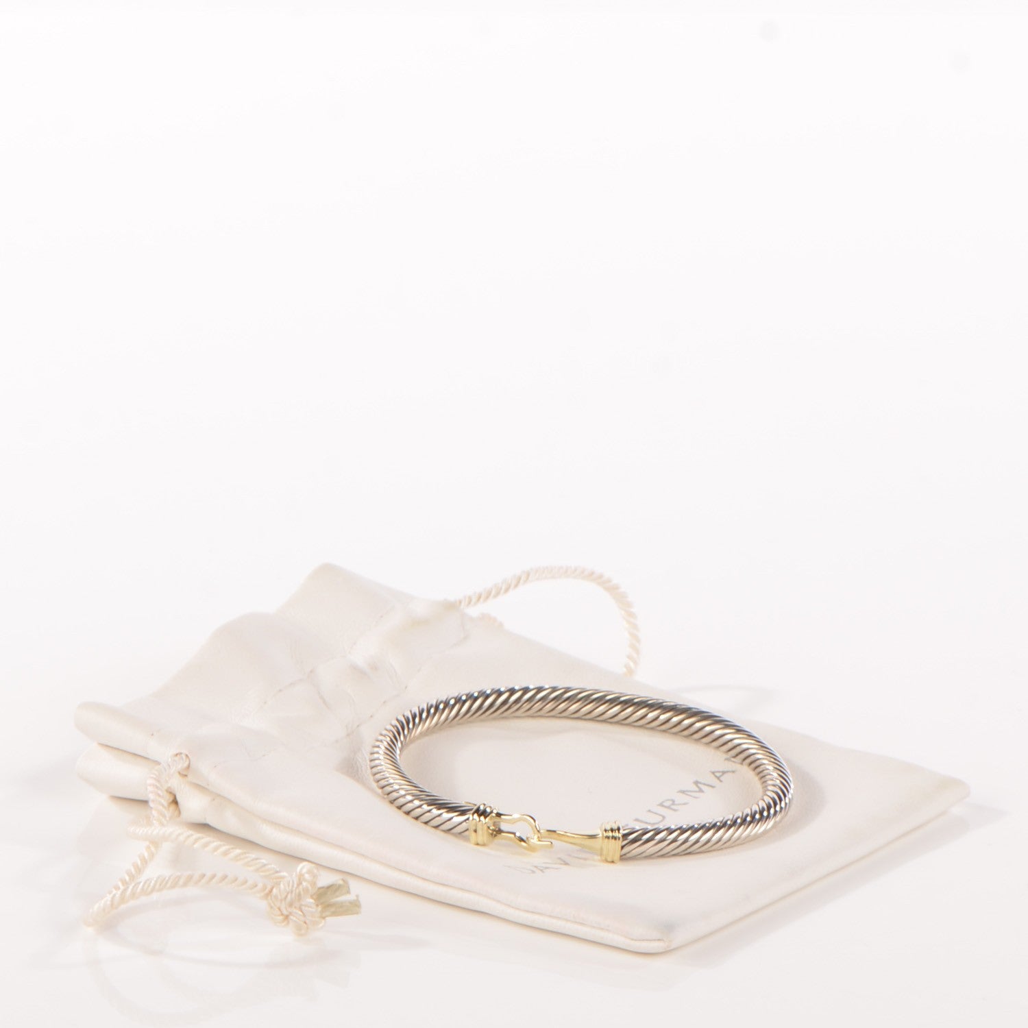 David Yurman Sterling Silver 14K Yellow Gold 5mm Cable Classic Buckle Bracelet 4 of 6