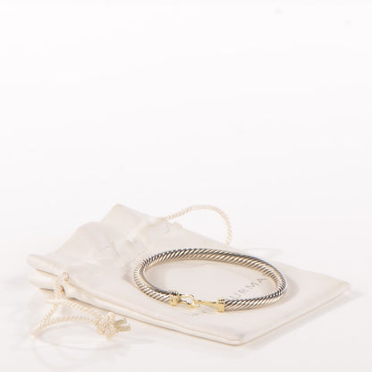 David Yurman Sterling Silver 14K Yellow Gold 5mm Cable Classic Buckle Bracelet 4 of 6