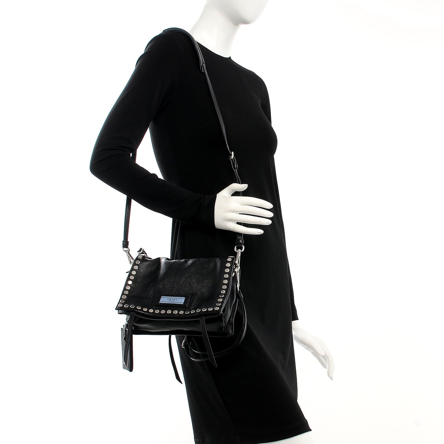 Glace Calf Studded Etiquette Flap Nero Black
