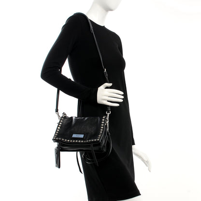 Prada Glace Calf Studded Etiquette Flap Nero Black 2 of 10