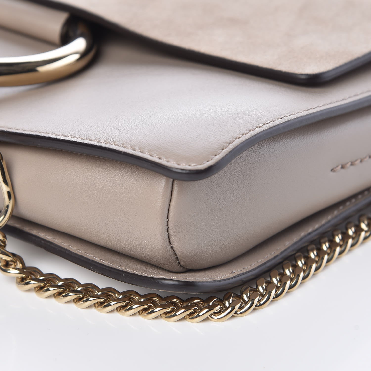 Chloe Suede Calfskin Small Faye Shoulder Bag Motty Grey 9 of 9
