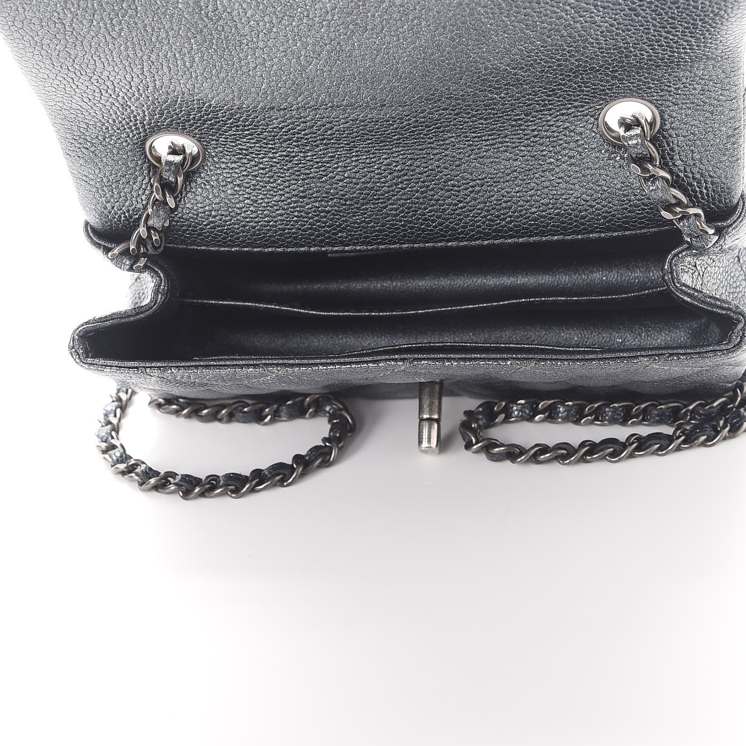Chanel Metallic Caviar Quilted Extra Mini Flap Dark Grey 5 of 7
