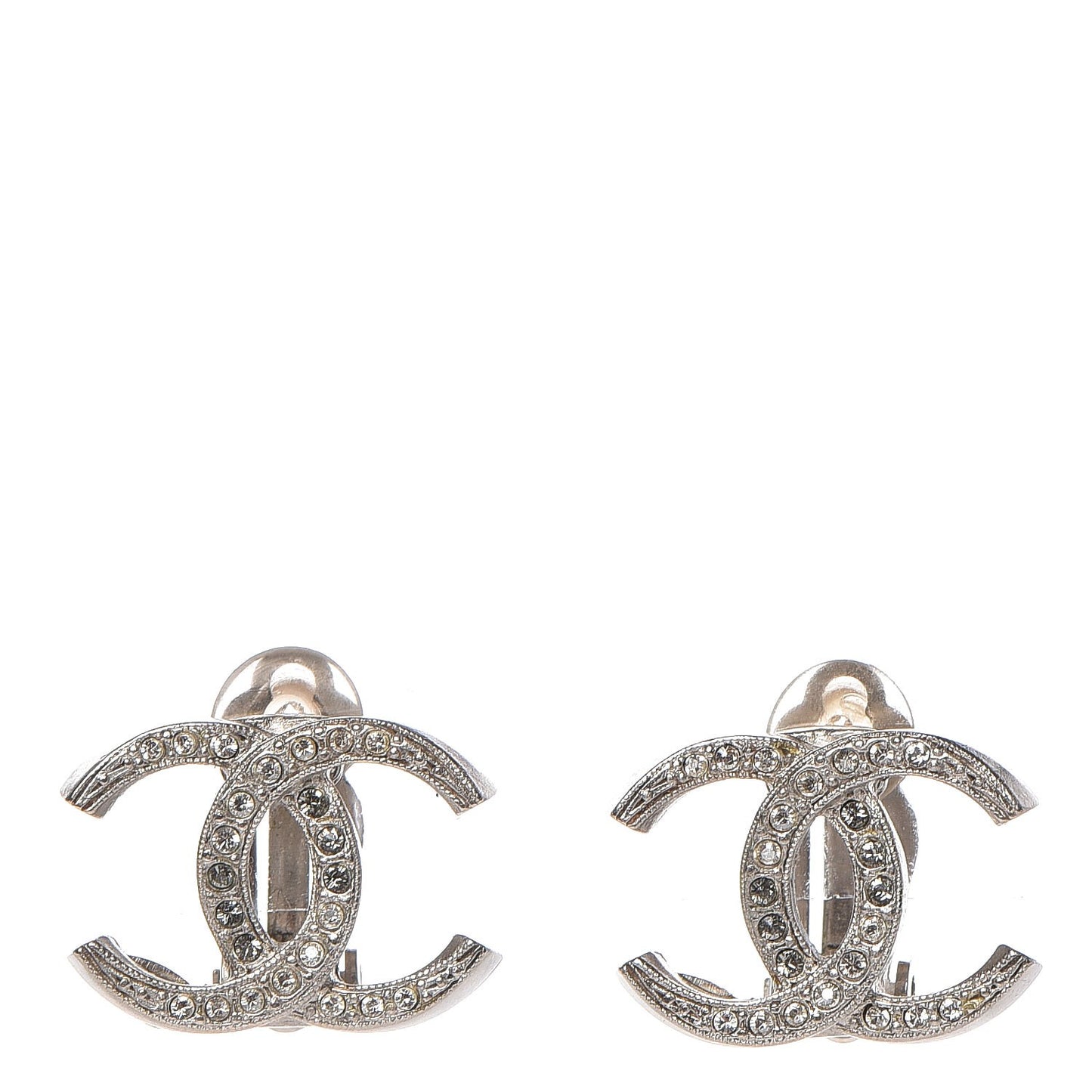 Crystal CC Clip On Earrings Silver