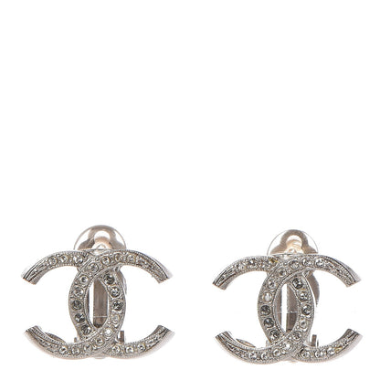 Chanel Crystal CC Clip On Earrings Silver 1 of 5