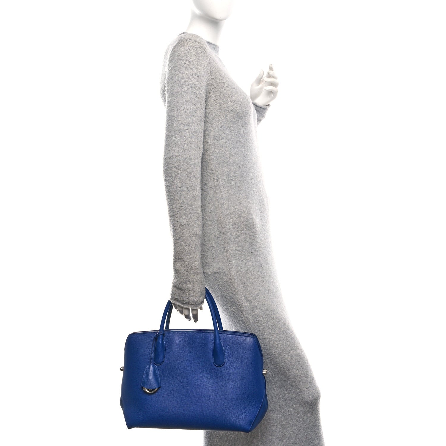 Christian Dior Grained Calfskin Bar Tote Blue 2 of 11