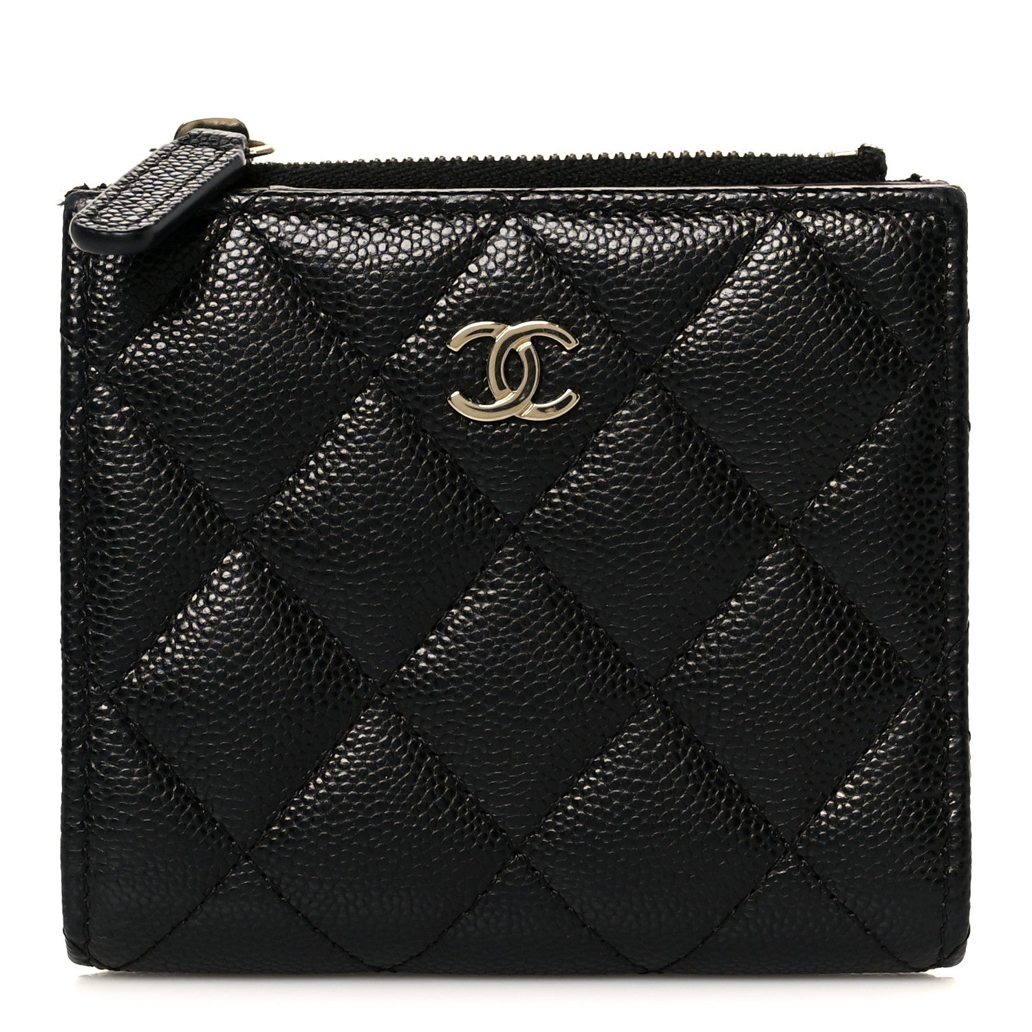 CHANEL 財布 Chanel Caviar Quilted CC Zip Compact Wallet Black 1802543