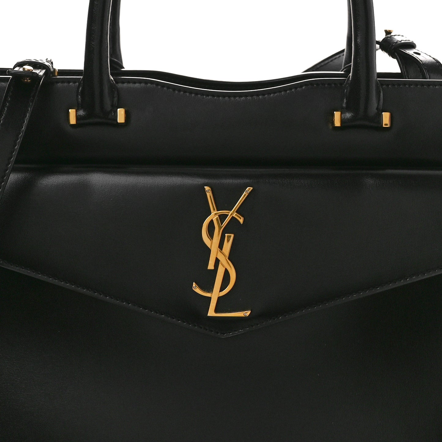 Shiny Calfskin Medium Uptown Tote Black