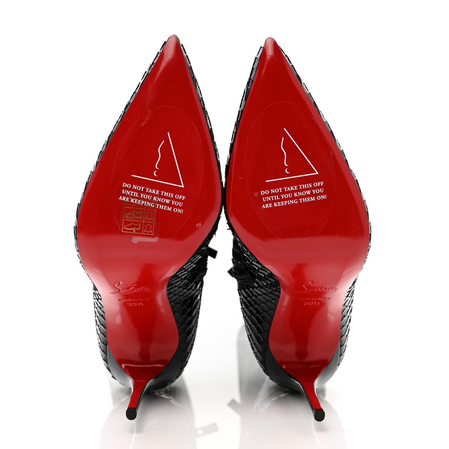 Christian Louboutin Patent Black Bird Embossed Alta Botta 100 Tall Boots 38.5 Black 5 of 7