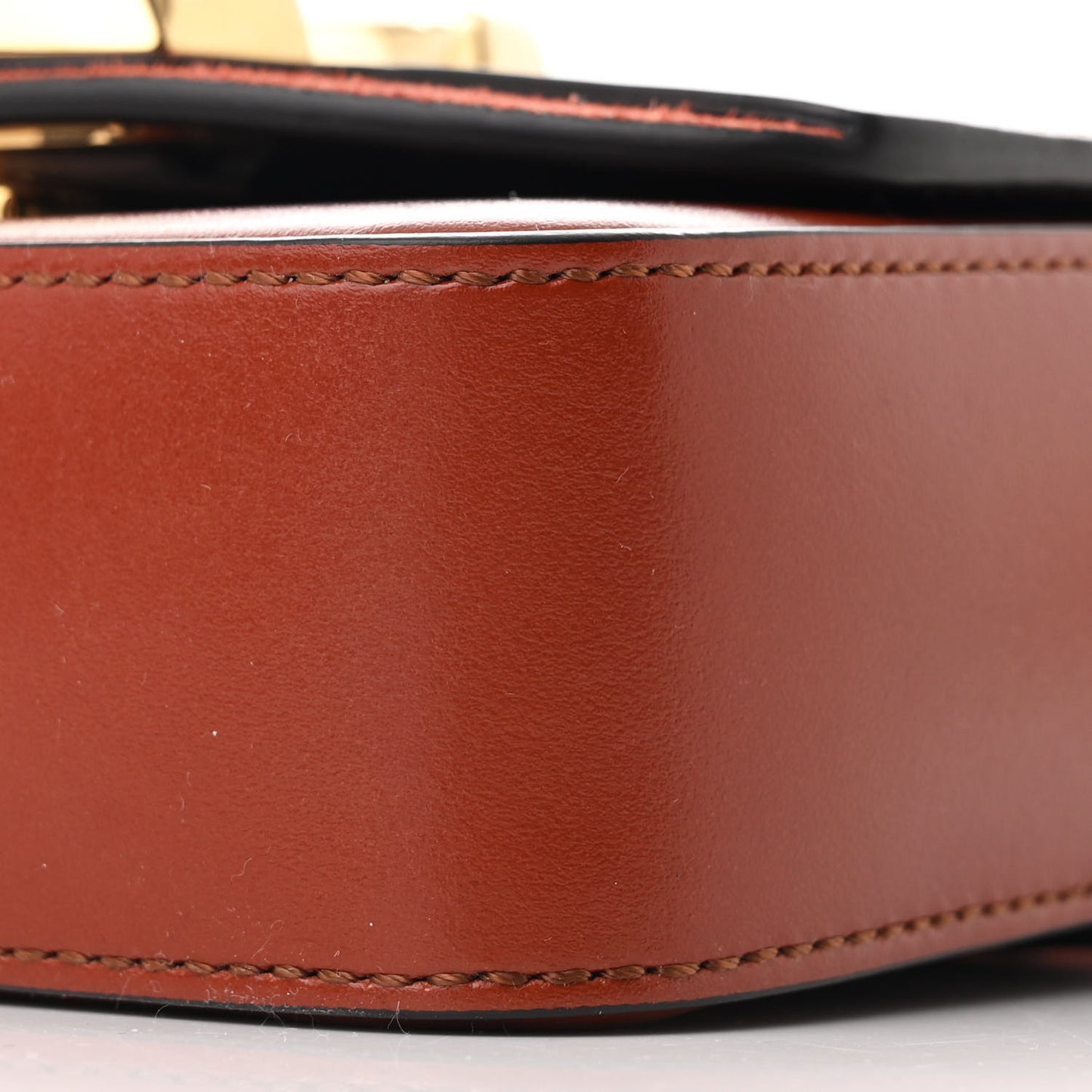 Shiny Calfskin Suede Mini C Double Carry Sepia Brown