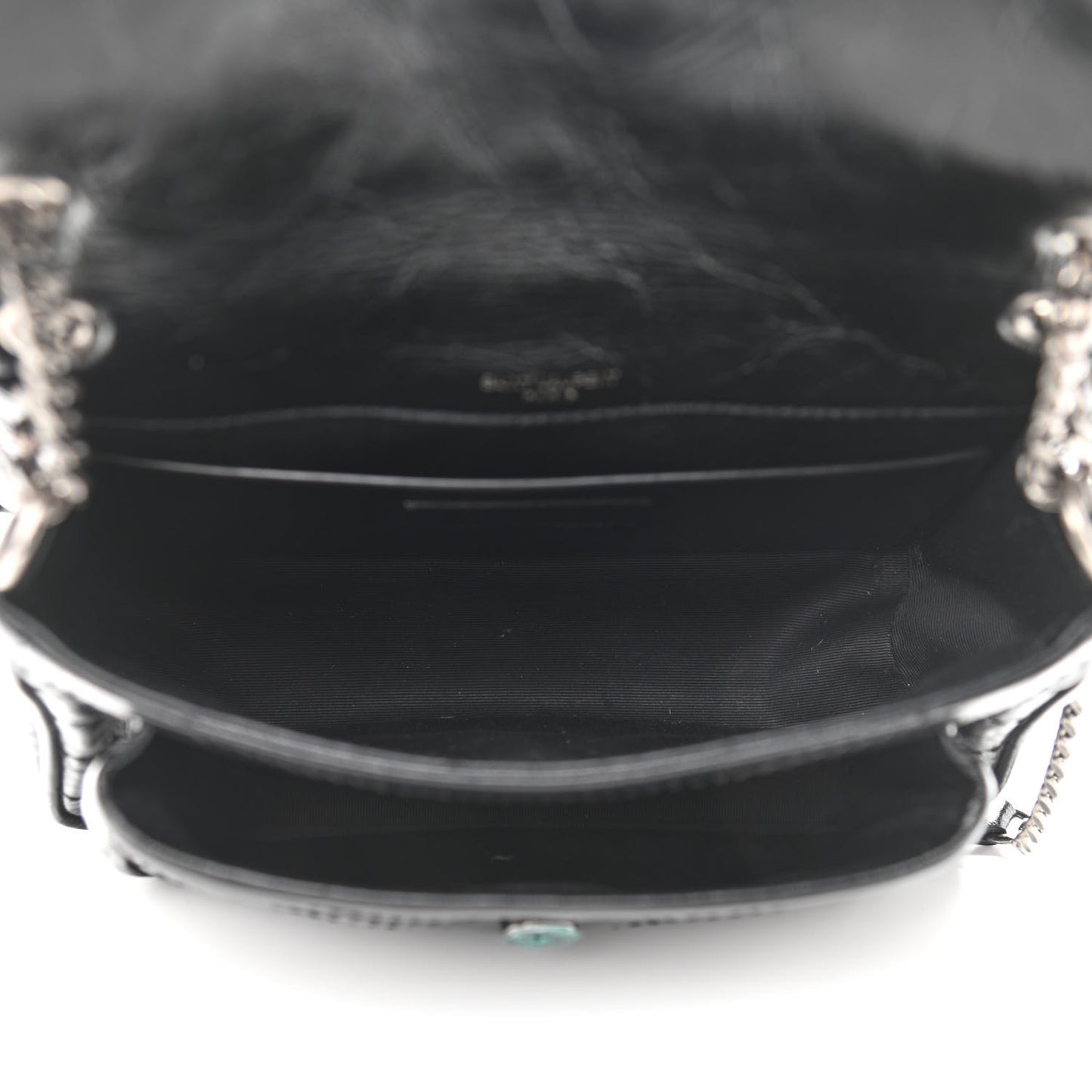 Crinkled Calfskin Matelasse Monogram Baby Niki Chain Satchel Black
