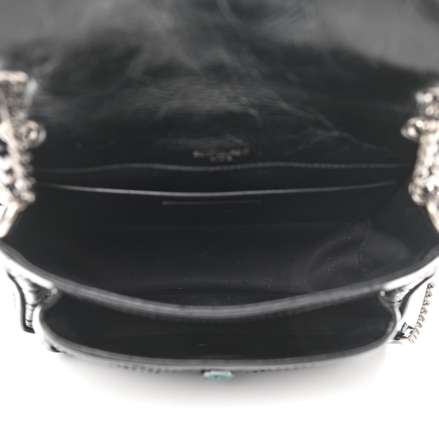 Saint Laurent Crinkled Calfskin Matelasse Monogram Baby Niki Chain Satchel Black 5 of 10