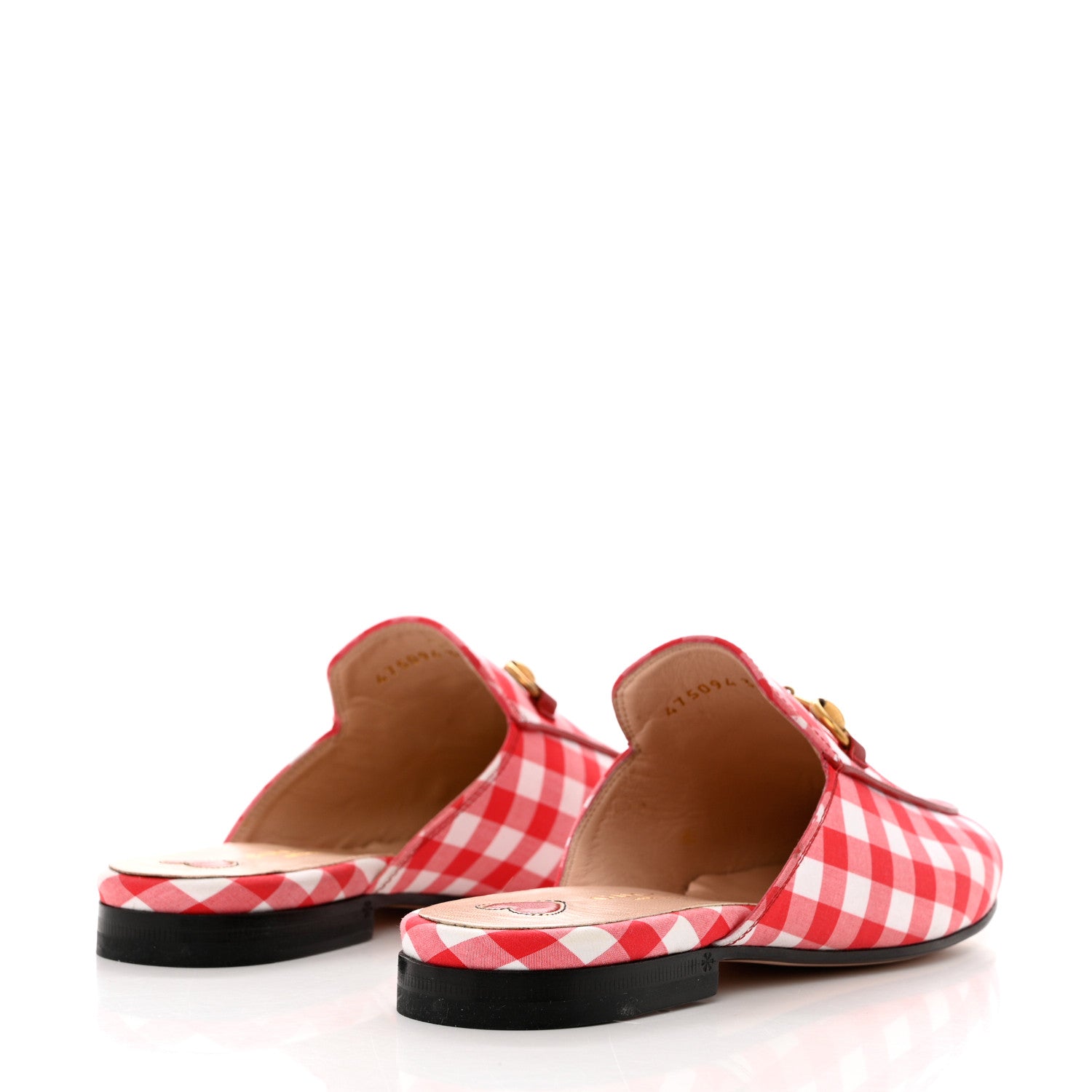 Gucci Cotton Gingham Womens Princetown Slippers 35 White Red 4 of 10