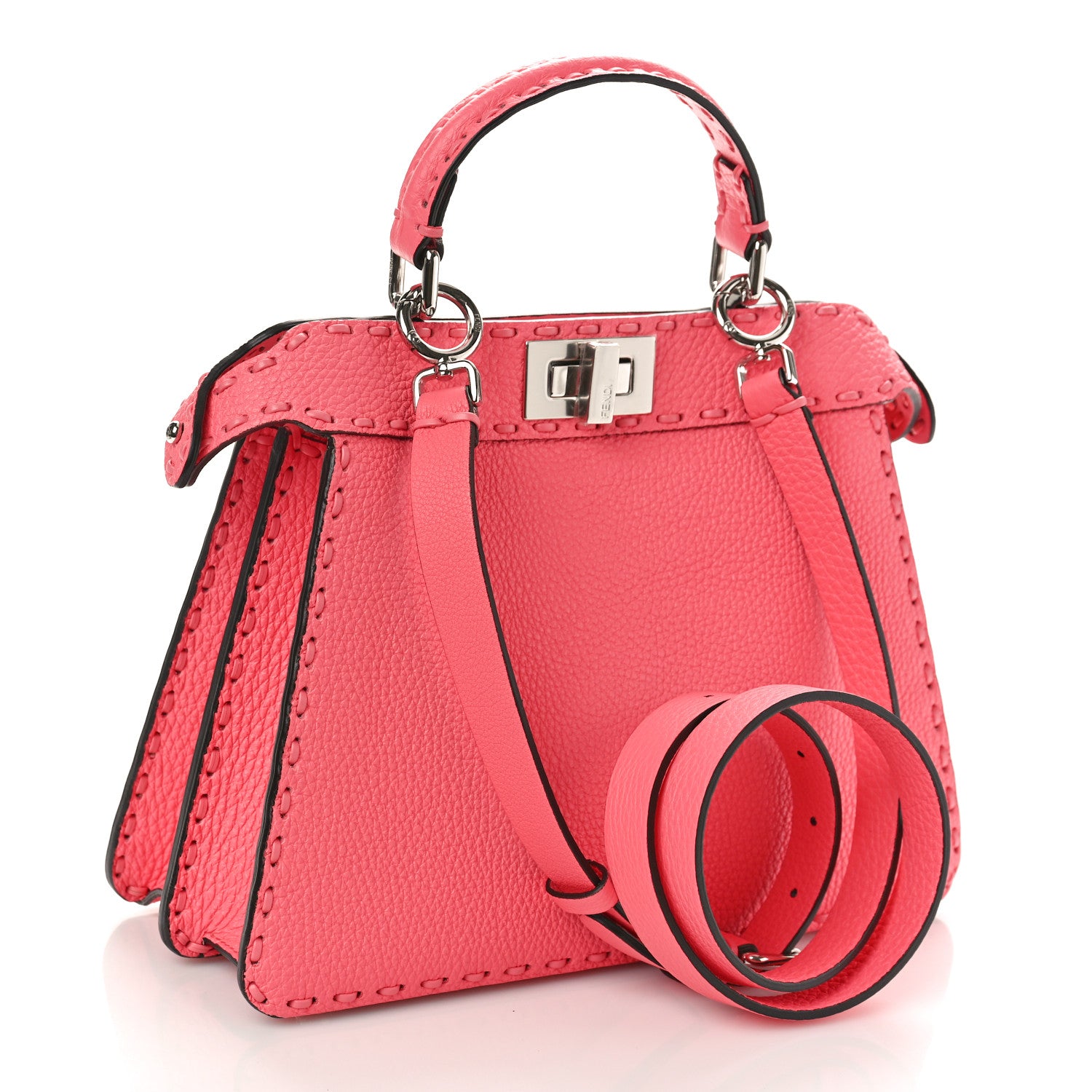 Fendi Cuoio Roma Sellerissima Nappa Sintetica Tape Stitch Small Peekaboo I SEE U Satchel Pink Dalia 3 of 8