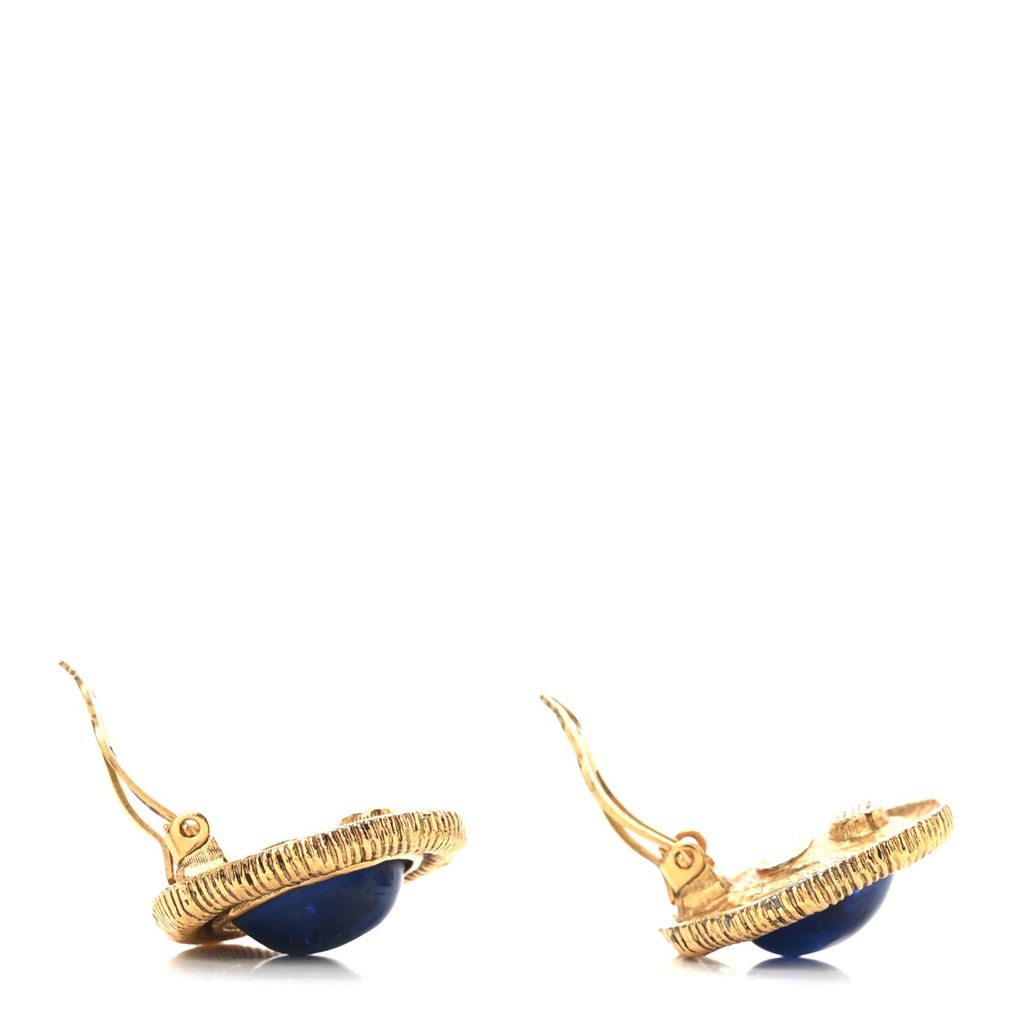 Poured Glass CC Clip On Earrings Gold Blue