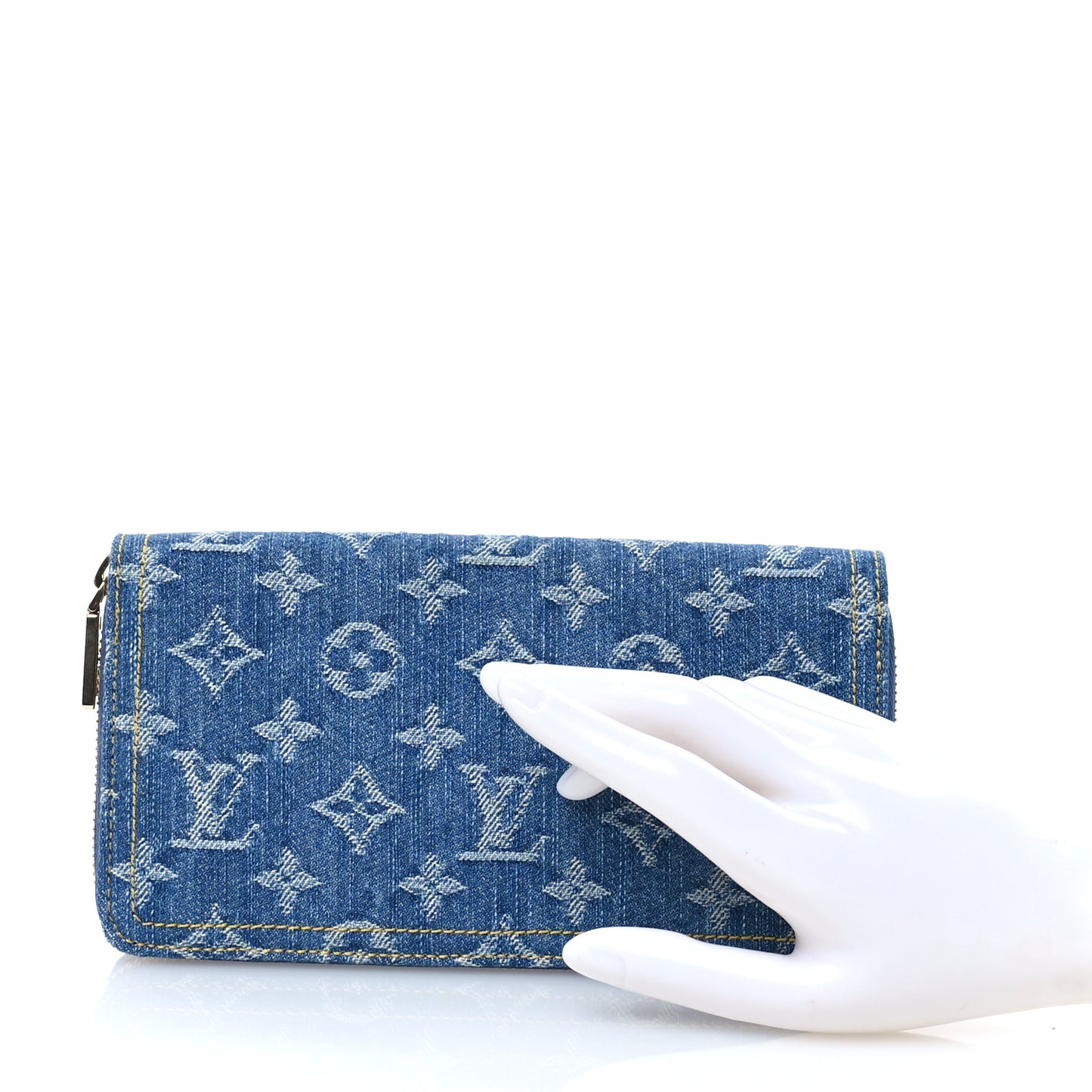 Monogram Denim Zippy Wallet NM Blue