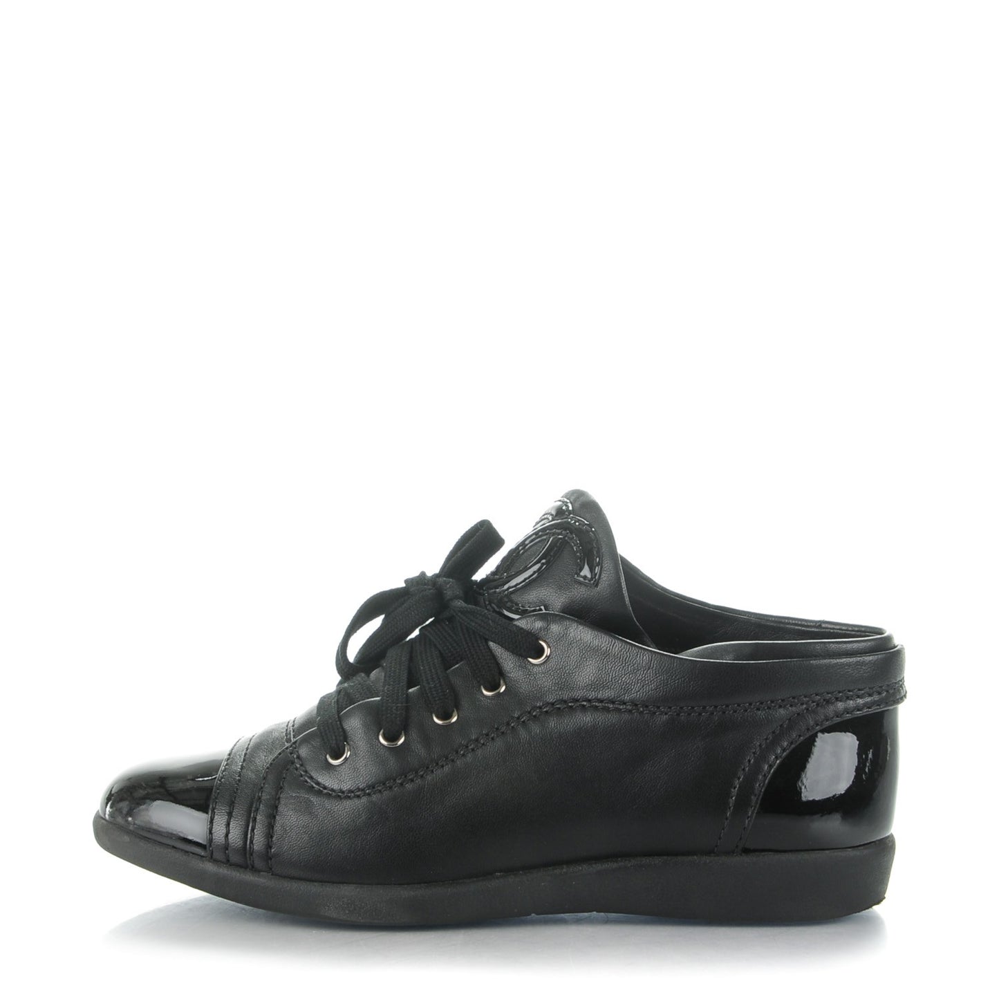 Lambskin Patent Cap Toe CC Sneakers 35.5 Black