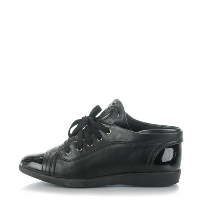 Chanel Lambskin Patent Cap Toe CC Sneakers 35.5 Black 1 of 7